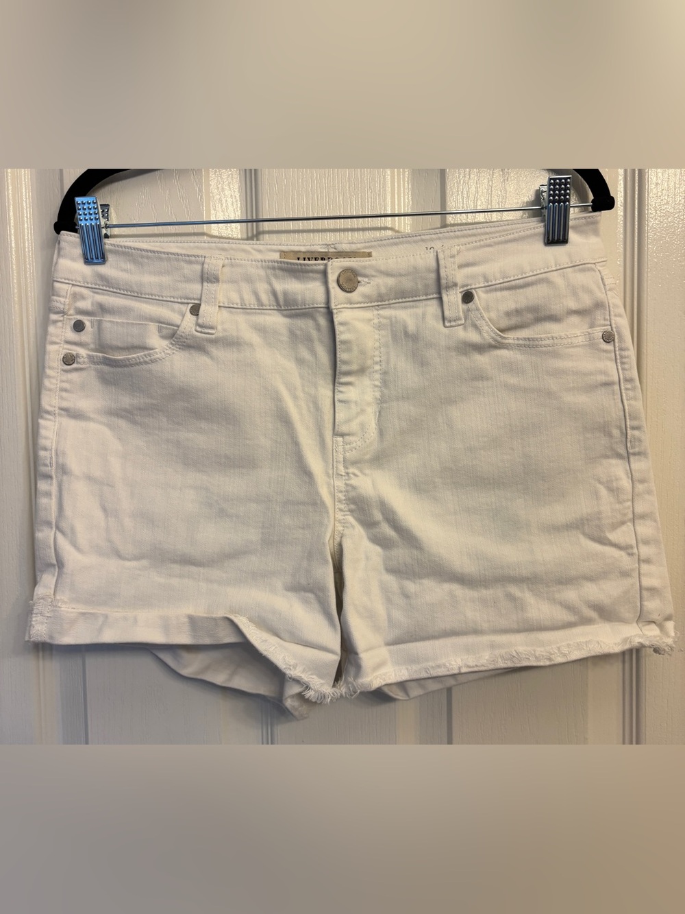 Liverpool Los Angeles White Women's Denim Cutoff Shorts ~ Women’s 10